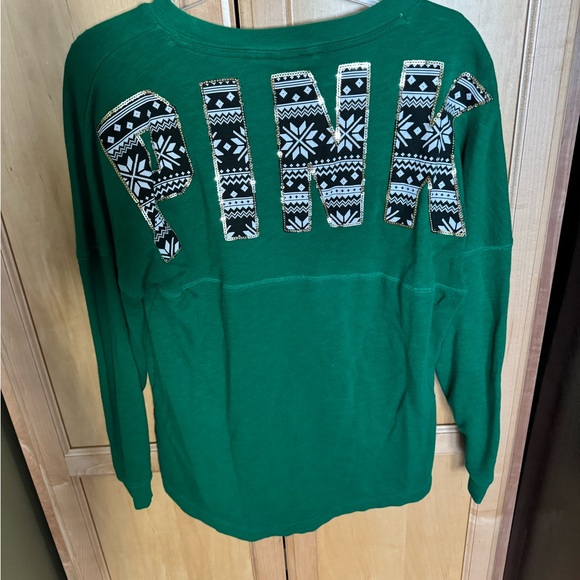 Victoria's Secret Sweaters - VS PINK Vibrant Green Winter Bling Pullover